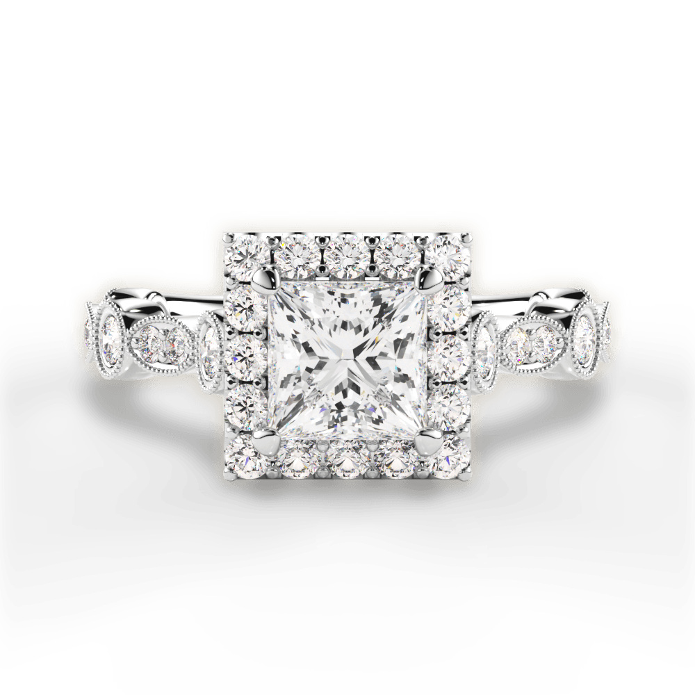 Irene Princess Cut Lab Grown Diamond 14Kt White Gold Engagement Ring