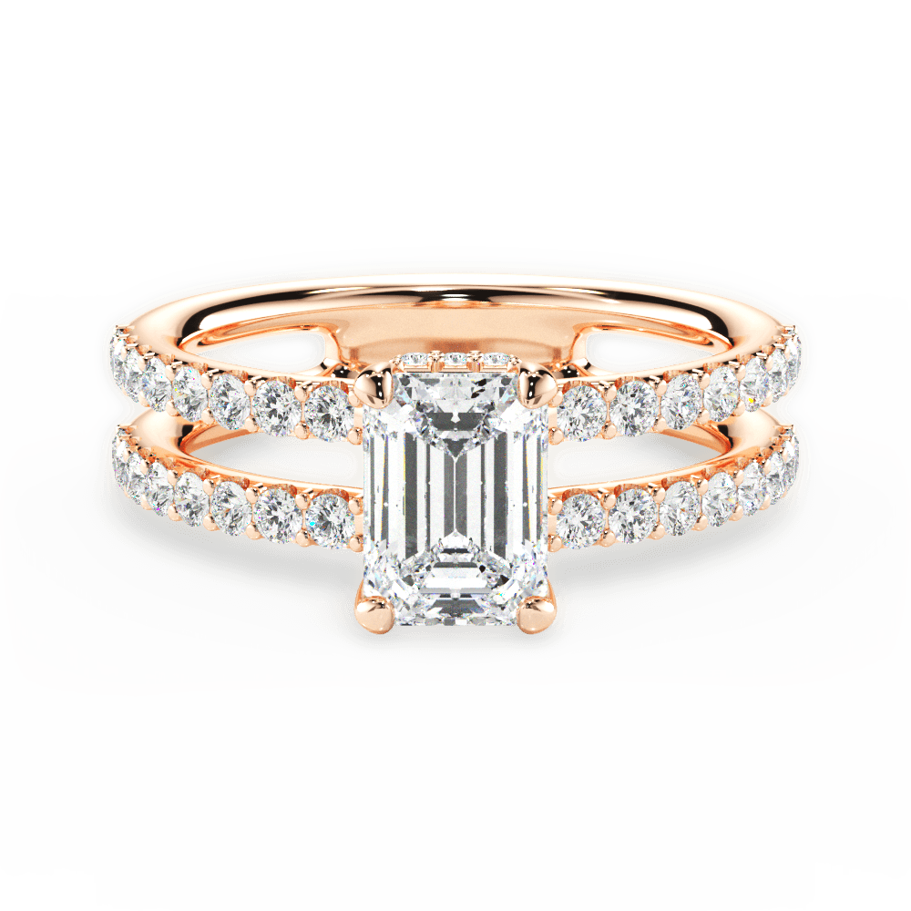 Christie Emerald Cut Lab Grown Diamond 18Kt Rose Gold Engagement Ring