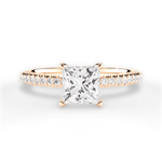 Giselle Princess Cut Lab Grown Diamond 18Kt Rose Gold Engagement Ring