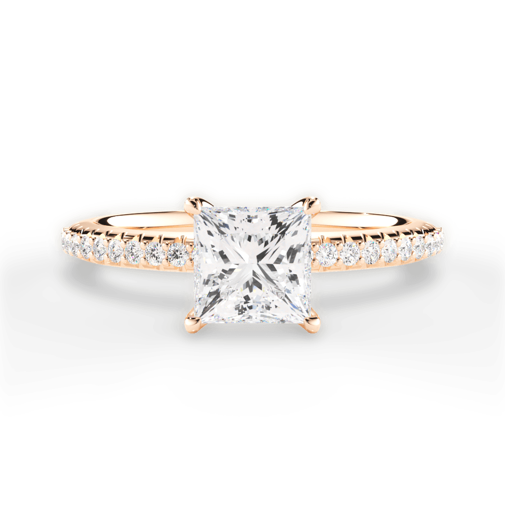 Giselle Princess Cut Lab Grown Diamond 18Kt Rose Gold Engagement Ring