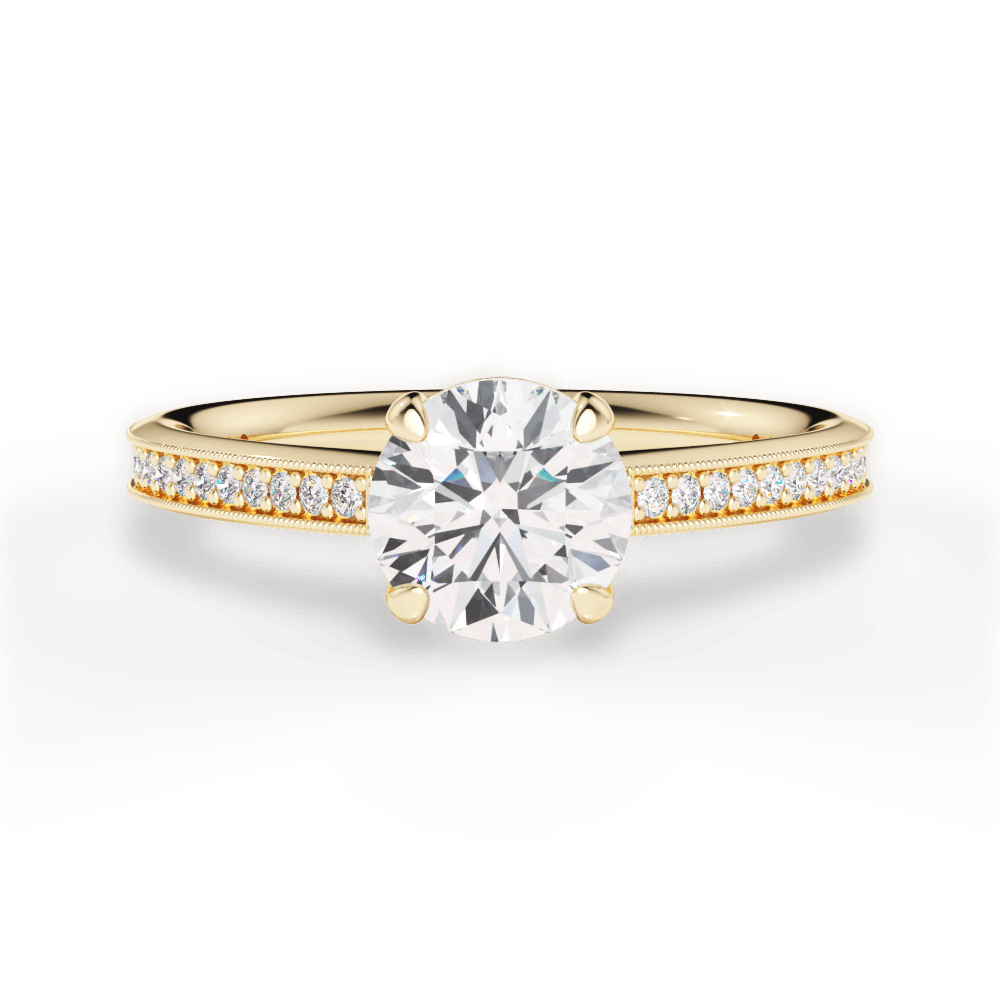 Janet Round Cut Lab Grown Diamond 18Kt Yellow Gold Engagement Ring