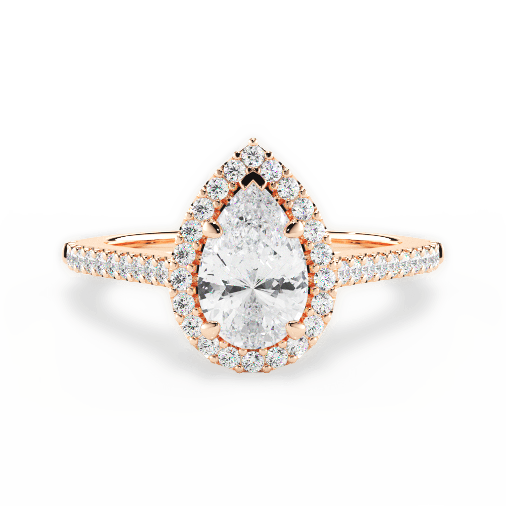 Jeanne Pear Cut Lab Grown Diamond 18Kt Rose Gold Engagement Ring