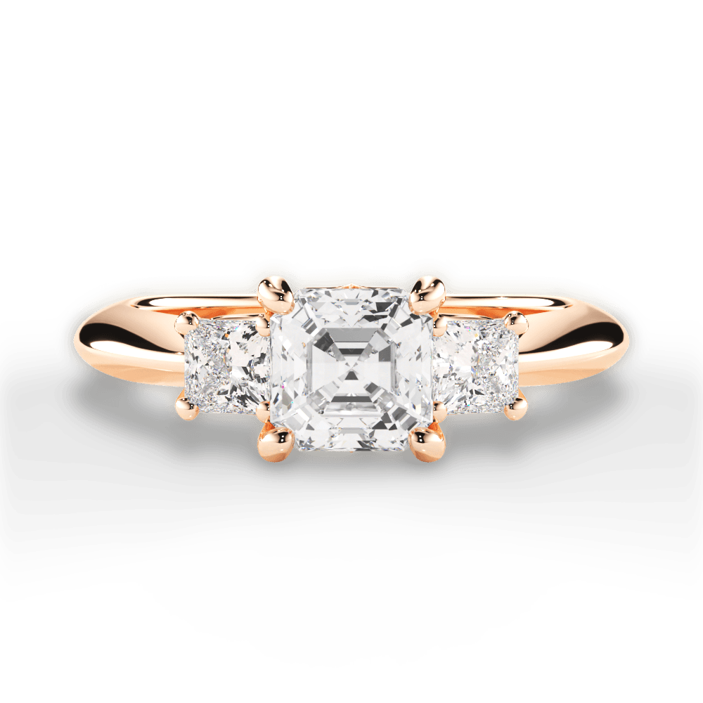 Dorothy Asscher Cut Lab Grown Diamond 18Kt Rose Gold Engagement Ring