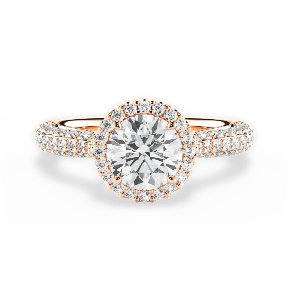 Lucy Round Cut Lab Grown Diamond 18Kt Rose Gold Engagement Ring