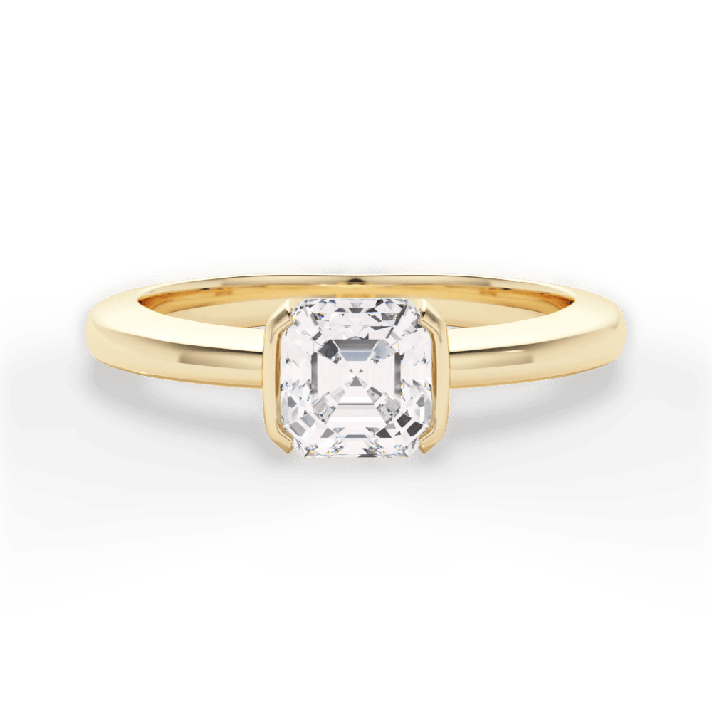 Bridget Asscher Cut Lab Grown Diamond 18Kt Yellow Gold Engagement Ring