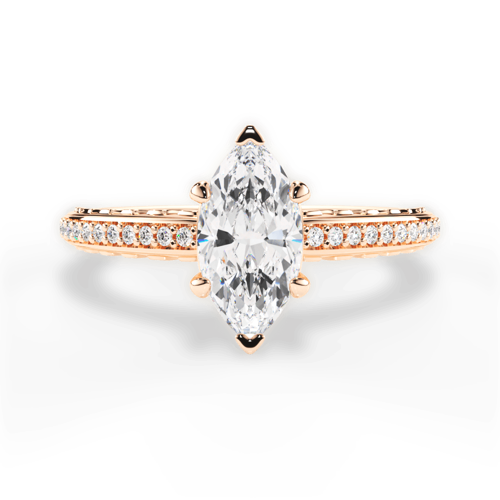Caroline Marquise Cut Lab Grown Diamond 18Kt Rose Gold Engagement Ring