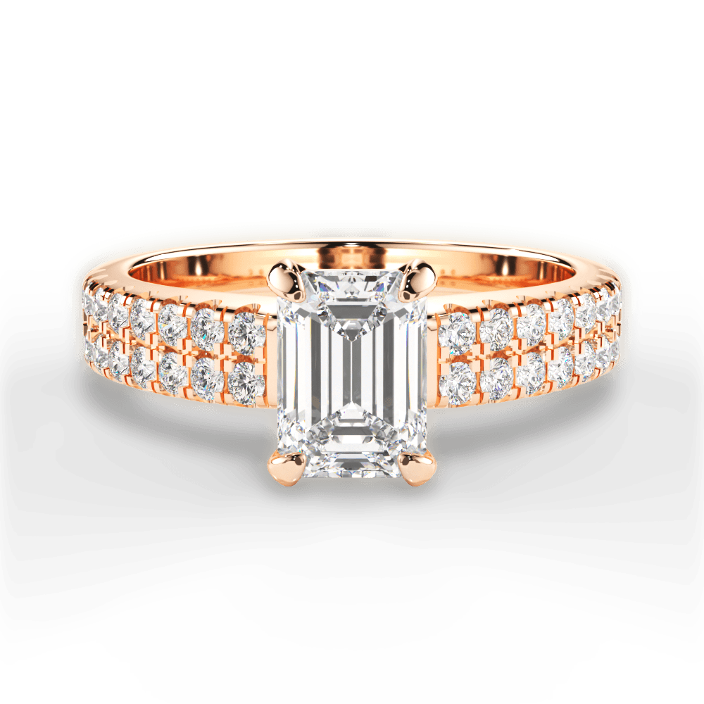 Kayla Emerald Cut Lab Grown Diamond 18Kt Rose Gold Engagement Ring