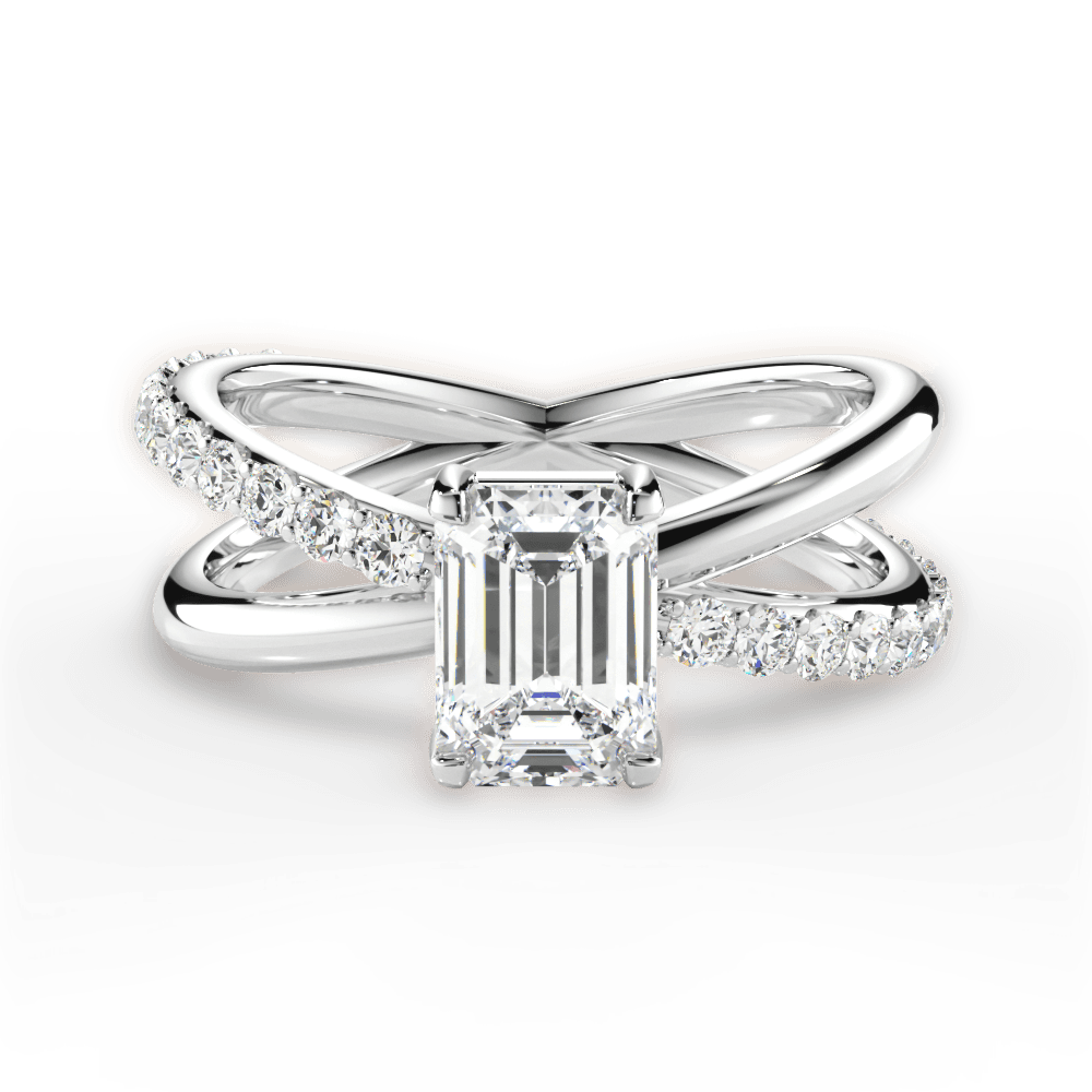 Jennifer Emerald Cut Lab Grown Diamond 14Kt White Gold Engagement Ring
