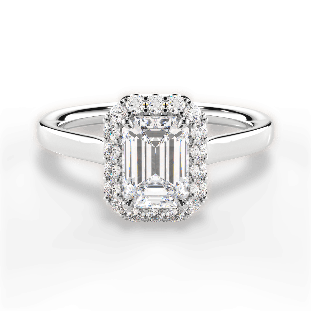 Fiona Emerald Cut Lab Grown Diamond Platinum Engagement Ring