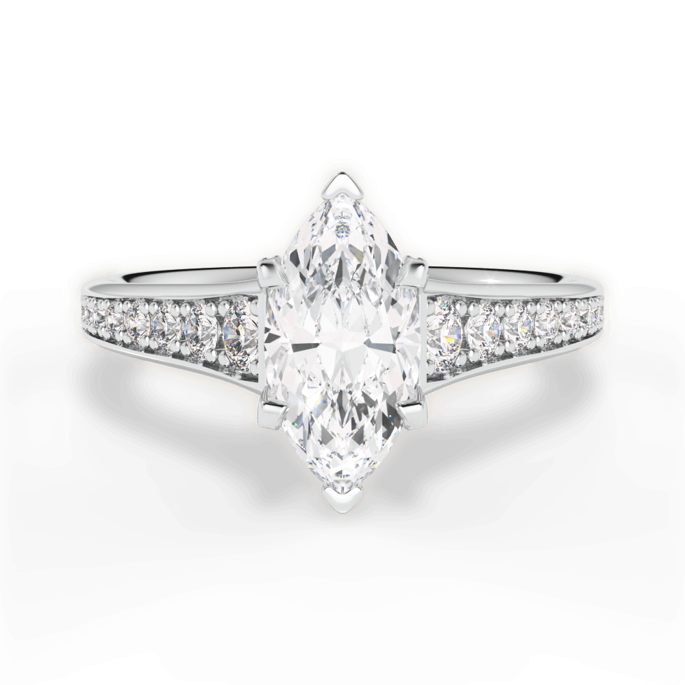 Leslie Marquise Cut Lab Grown Diamond 18Kt White Gold Engagement Ring