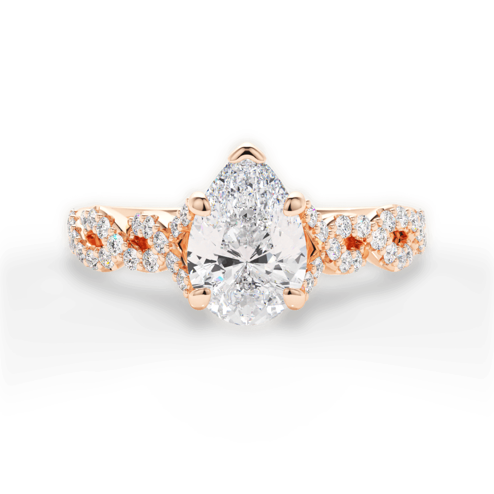 Justine Pear Cut Lab Grown Diamond 18Kt Rose Gold Engagement Ring
