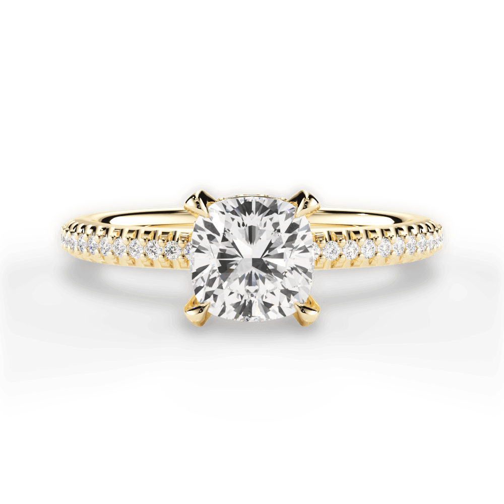 Helen Cushion Cut Lab Grown Diamond 18Kt Yellow Gold Engagement Ring