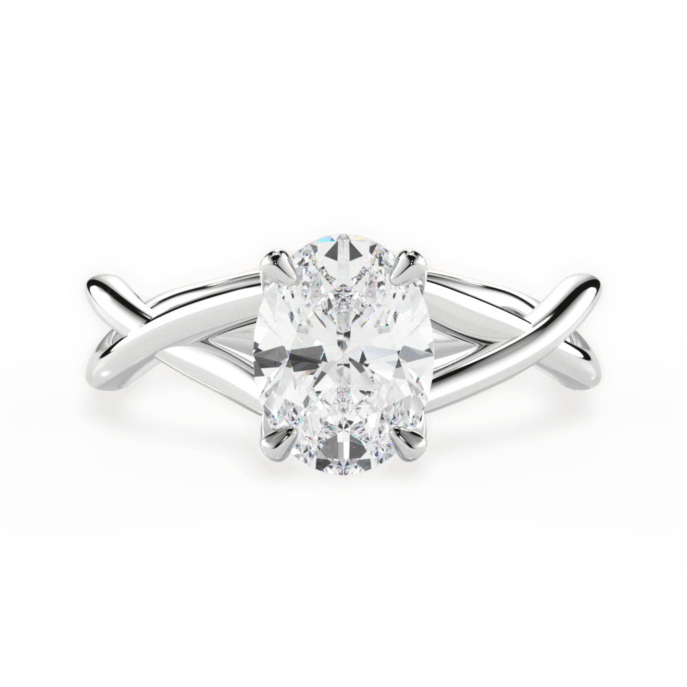 Aubrey Oval Cut Lab Grown Diamond 14Kt White Gold Engagement Ring