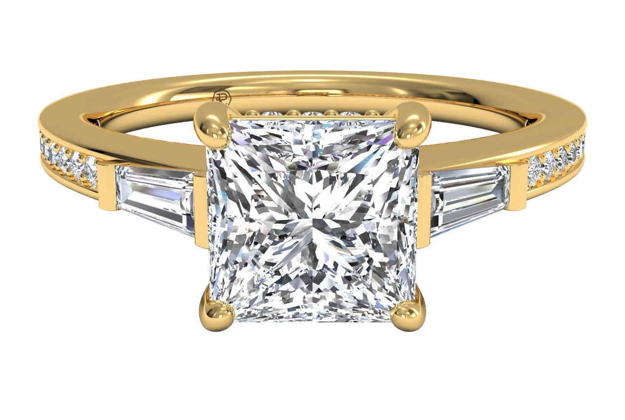 Katie Princess Cut Lab Grown Diamond 18Kt Yellow Gold Engagement Ring