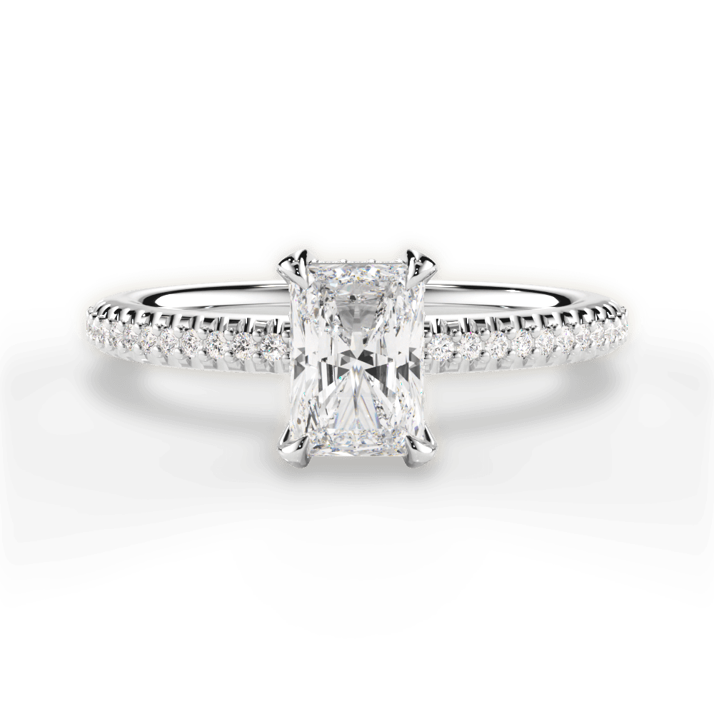 Helen Radiant Cut Lab Grown Diamond 14Kt White Gold Engagement Ring