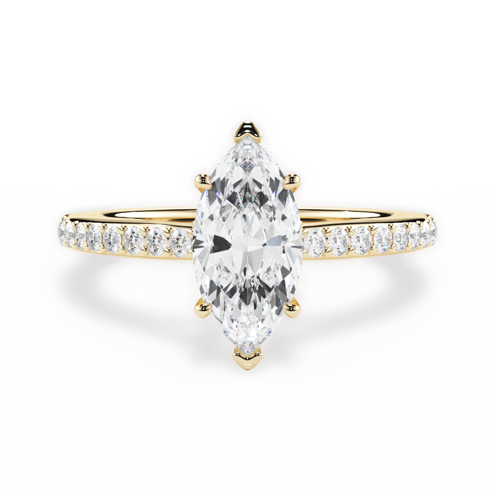 Joan Marquise Cut Lab Grown Diamond 18Kt Yellow Gold Engagement Ring