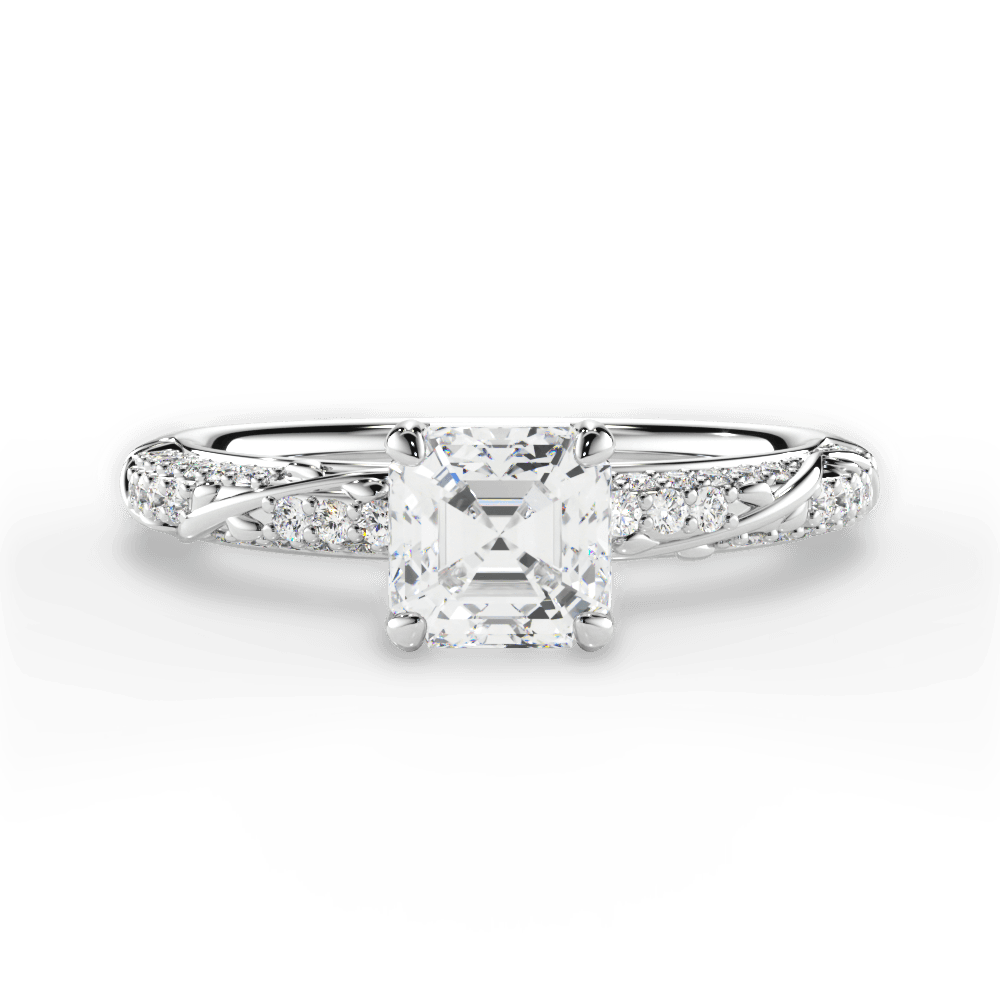 Gloria Asscher Cut Lab Grown Diamond Platinum Engagement Ring