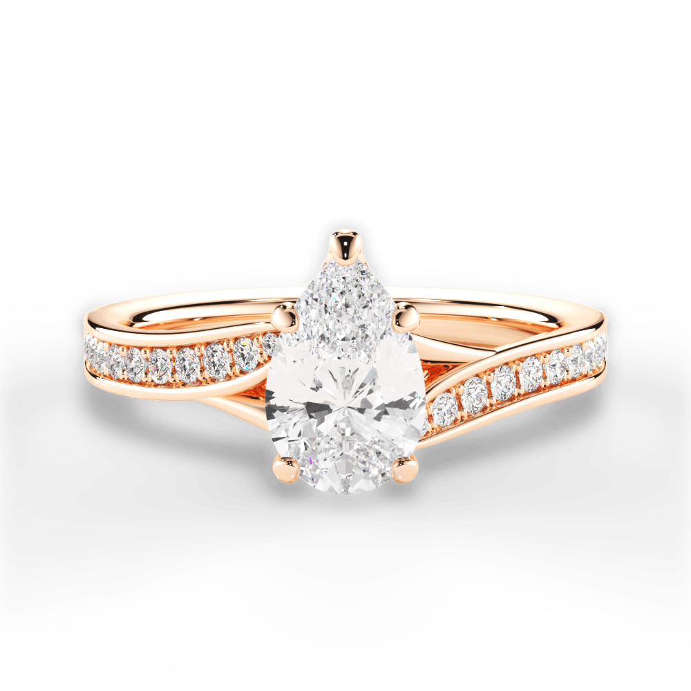Elise Pear Cut Lab Grown Diamond 18Kt Rose Gold Engagement Ring