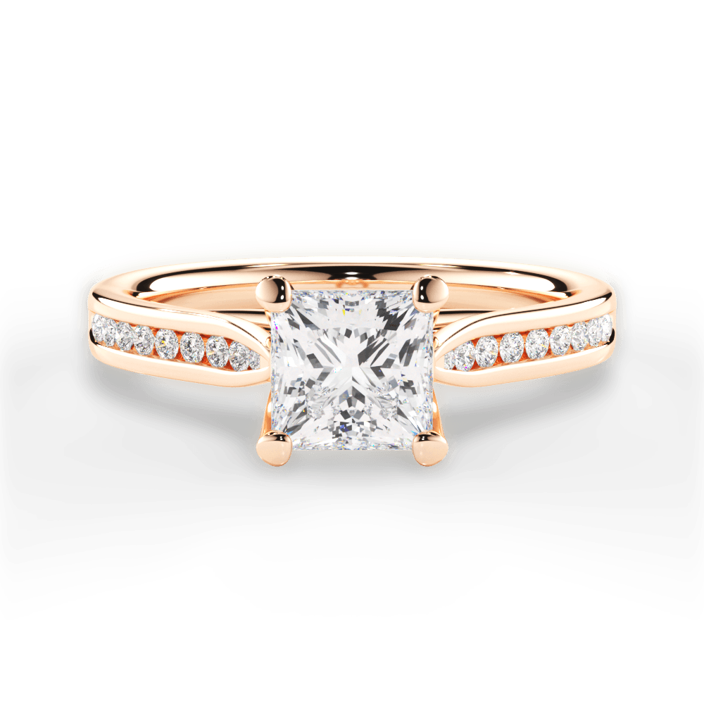Elena Princess Cut Lab Grown Diamond 18Kt Rose Gold Engagement Ring