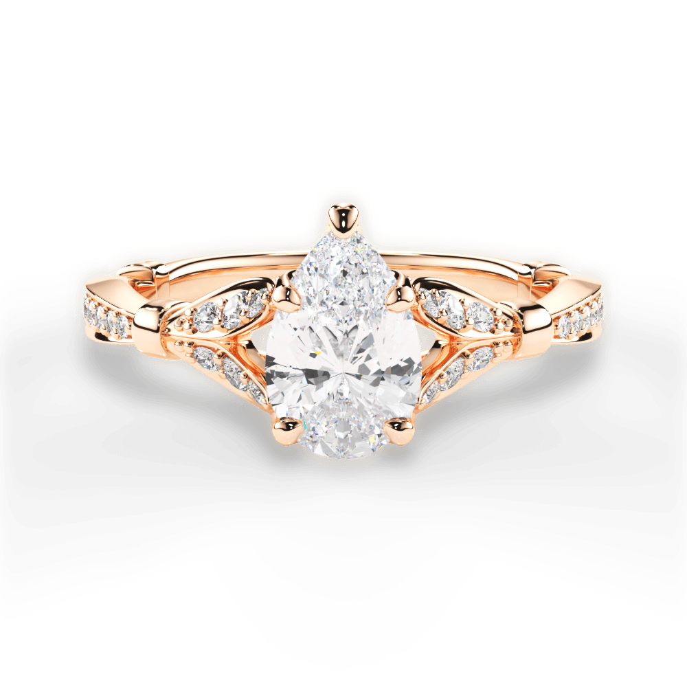 Geraldine Pear Cut Lab Grown Diamond 18Kt Rose Gold Engagement Ring