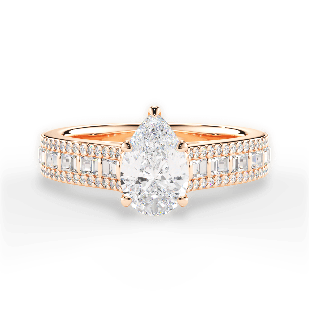 Lynn Pear Cut Lab Grown Diamond 18Kt Rose Gold Engagement Ring