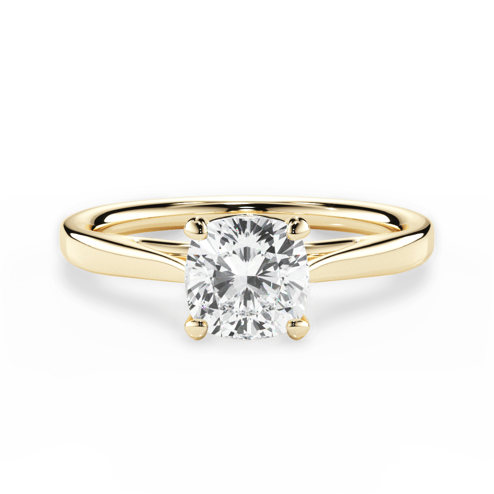 Angie Cushion Cut Lab Grown Diamond 18Kt Yellow Gold Engagement Ring