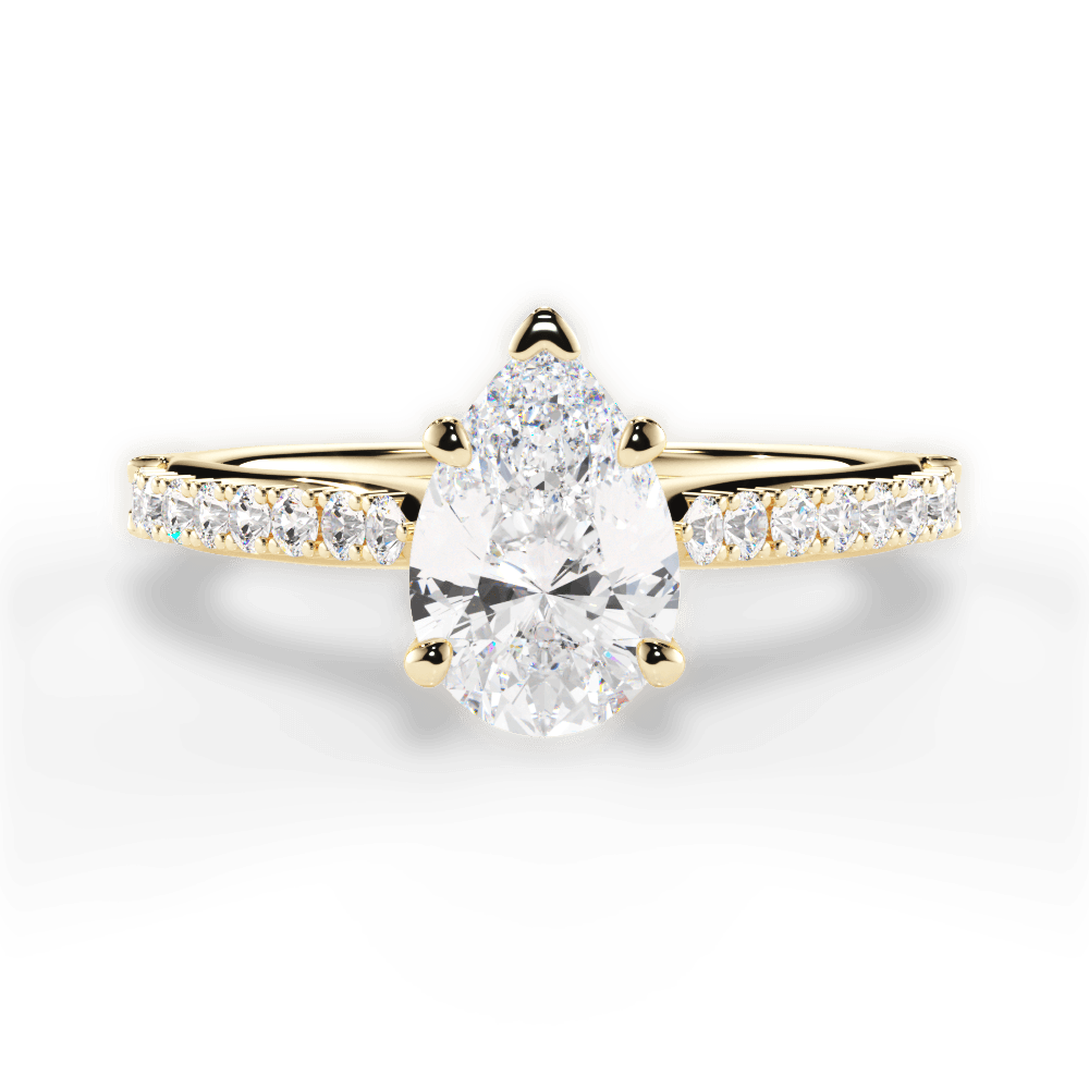 Frances Pear Cut Lab Grown Diamond 18Kt Yellow Gold Engagement Ring