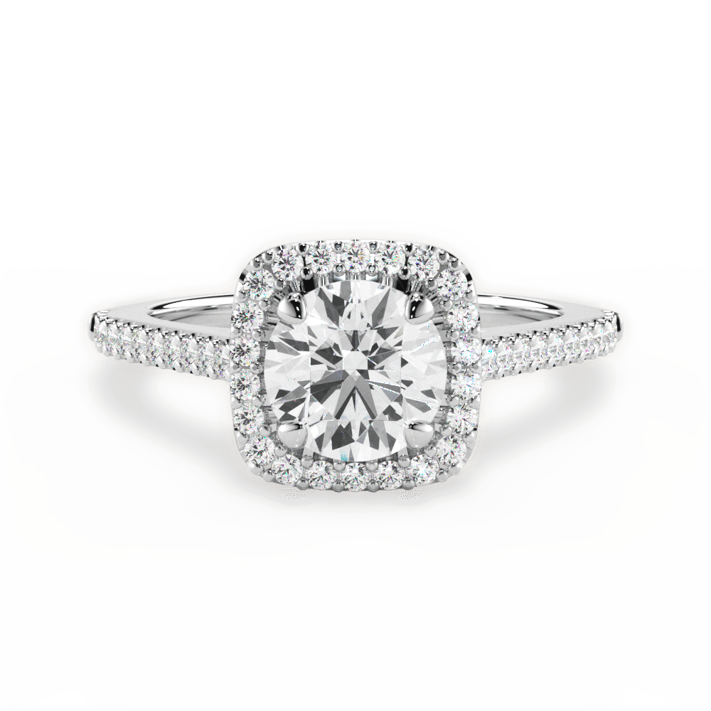 Jeanne Round Cut Lab Grown Diamond Platinum Engagement Ring