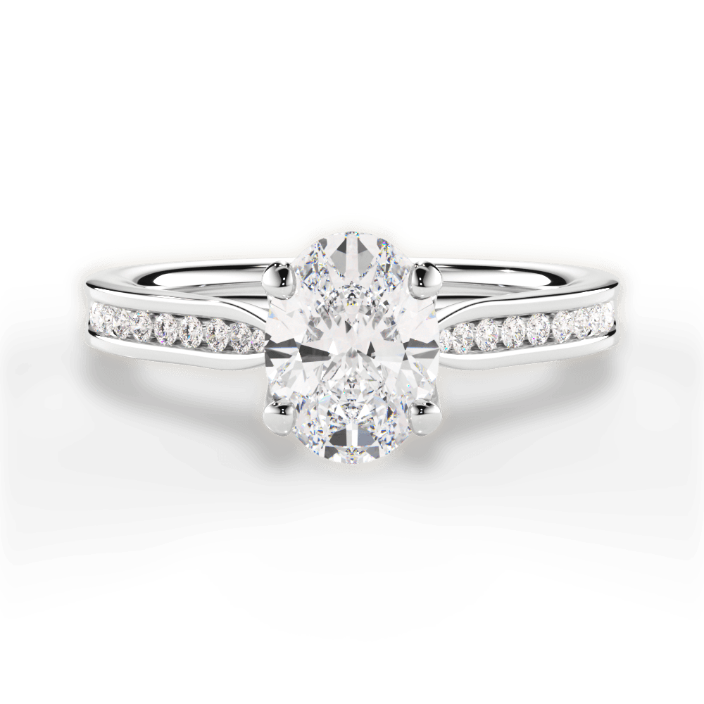 Elena Oval Cut Lab Grown Diamond 14Kt White Gold Engagement Ring