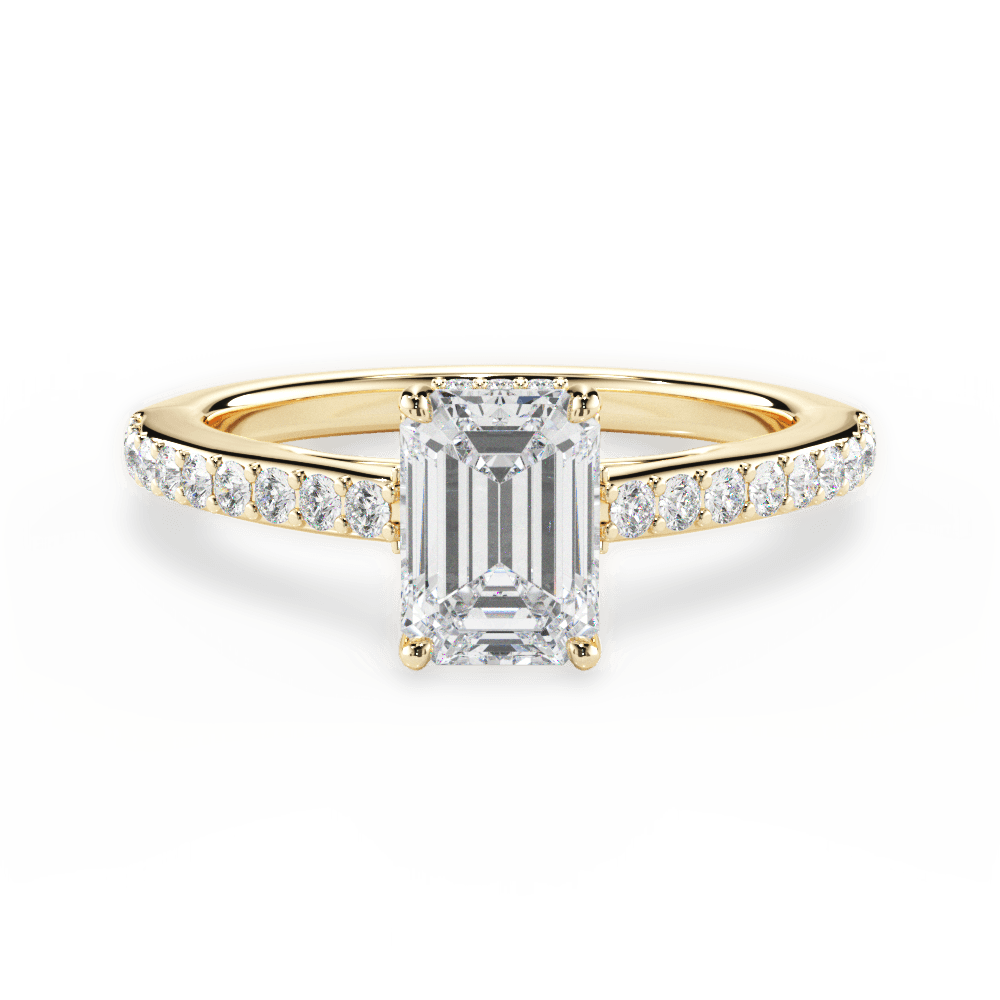 Joan Emerald Cut Lab Grown Diamond 18Kt Yellow Gold Engagement Ring