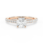 Laura Asscher Cut Lab Grown Diamond 18Kt Rose Gold Engagement Ring