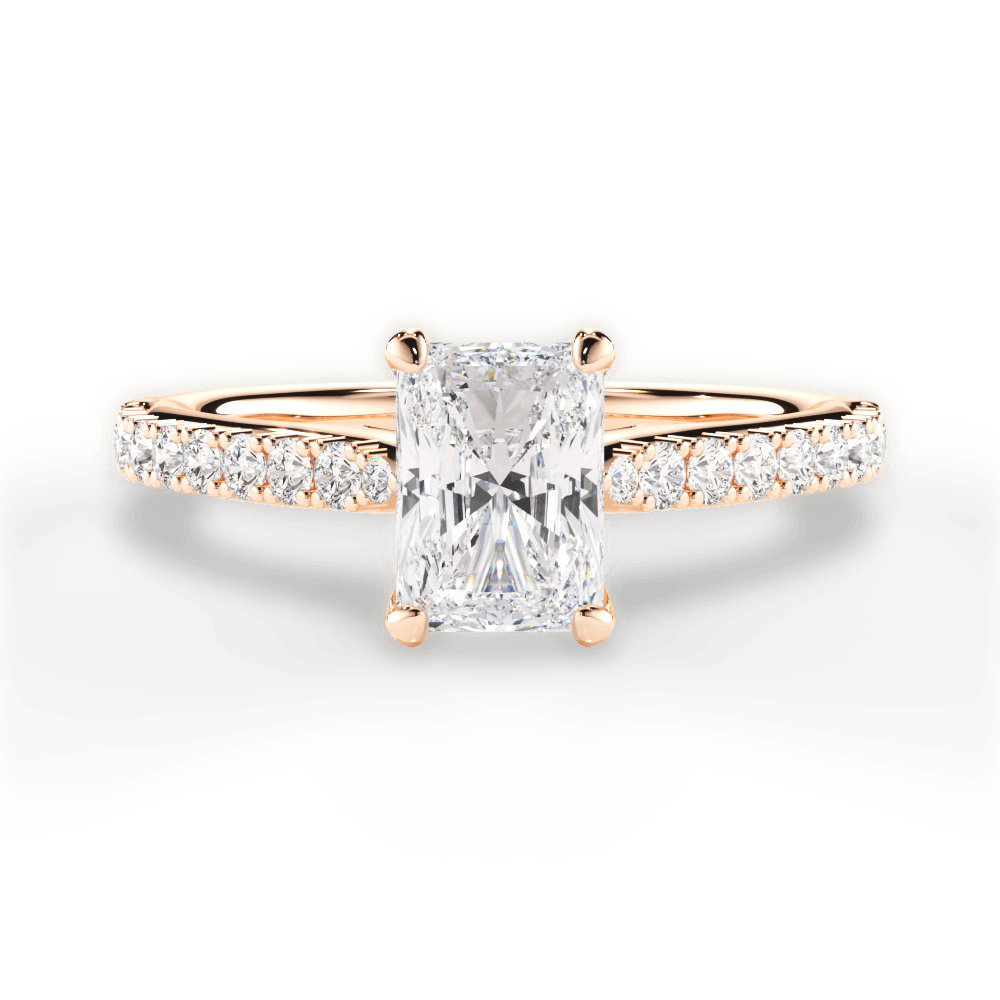 Frances Radiant Cut Lab Grown Diamond 18Kt Rose Gold Engagement Ring