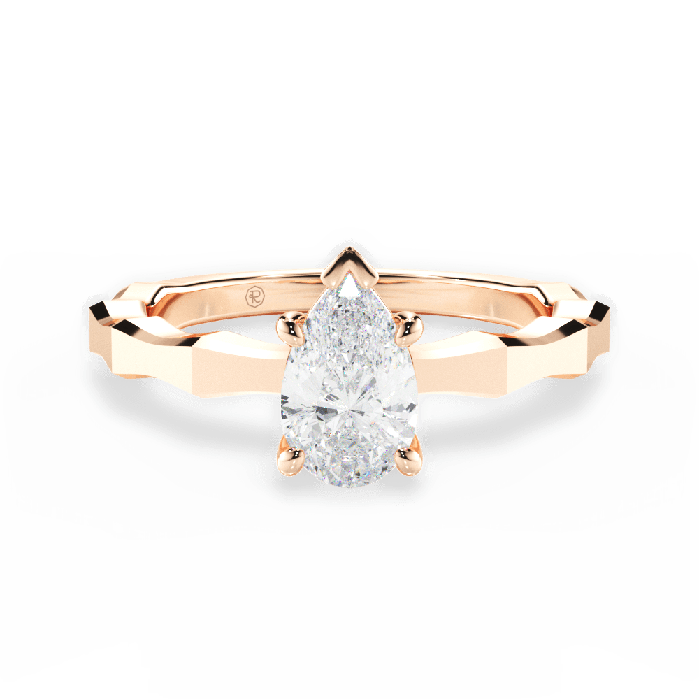 Aaliyah Pear Cut Lab Grown Diamond 18Kt Rose Gold Engagement Ring