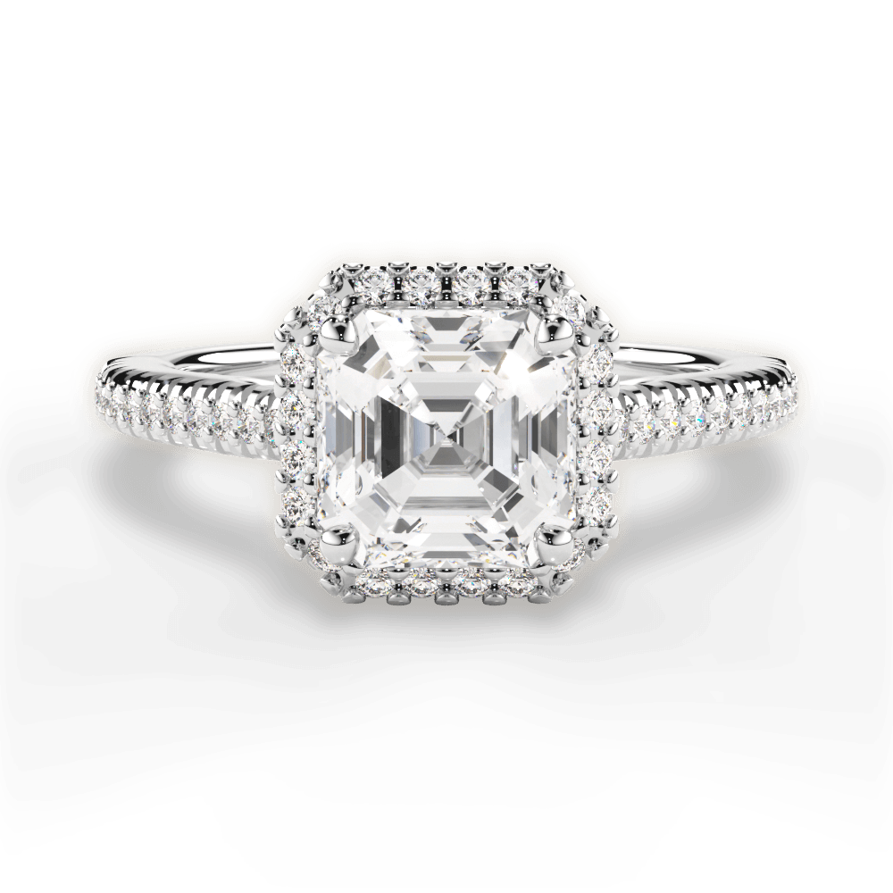 Jenny Asscher Cut Lab Grown Diamond 14Kt White Gold Engagement Ring
