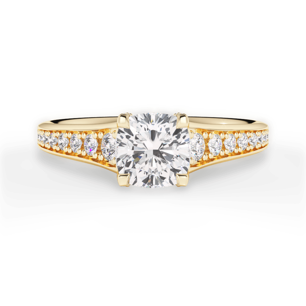 Leslie Cushion Cut Lab Grown Diamond 18Kt Yellow Gold Engagement Ring