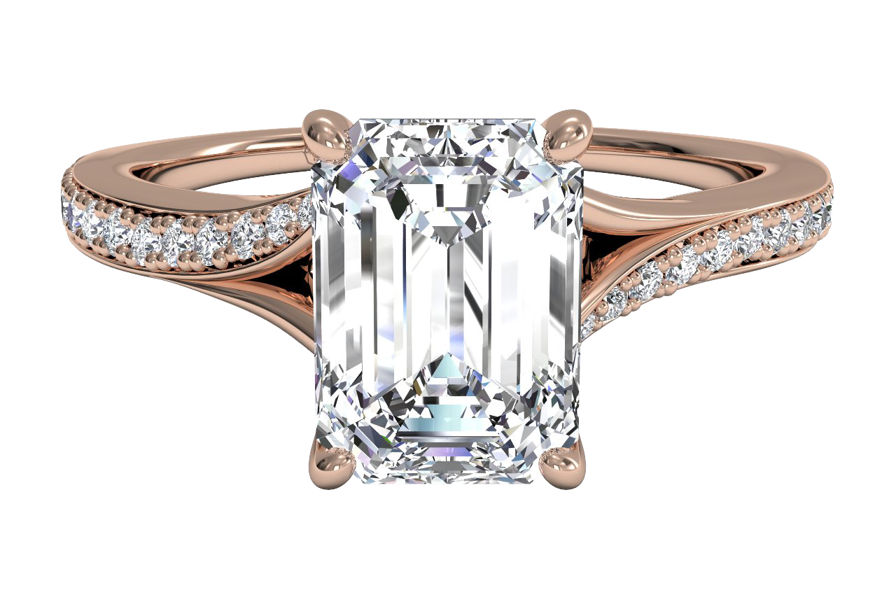 Elise Emerald Cut Lab Grown Diamond 18Kt Rose Gold Engagement Ring