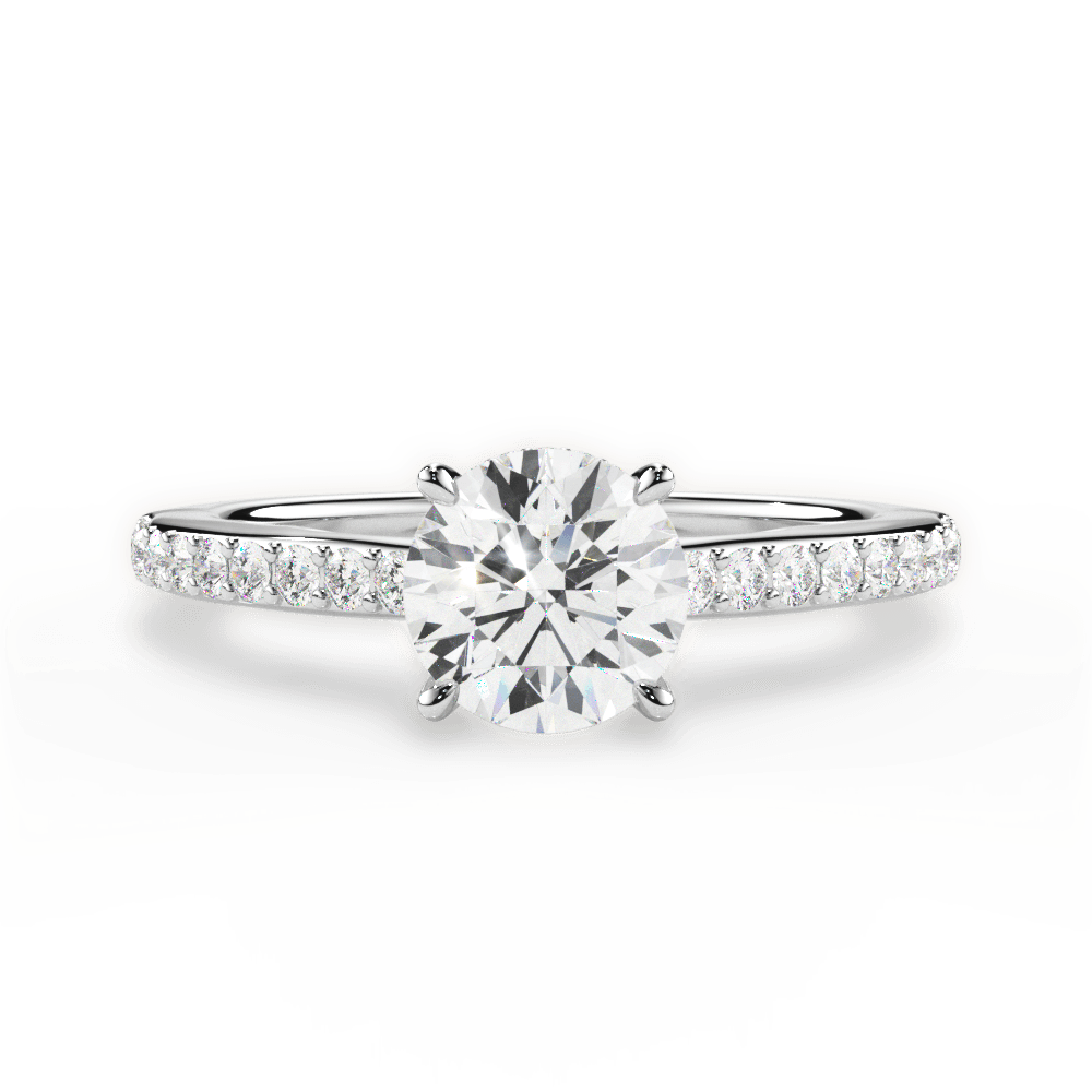 Joan Round Cut Lab Grown Diamond 14Kt White Gold Engagement Ring
