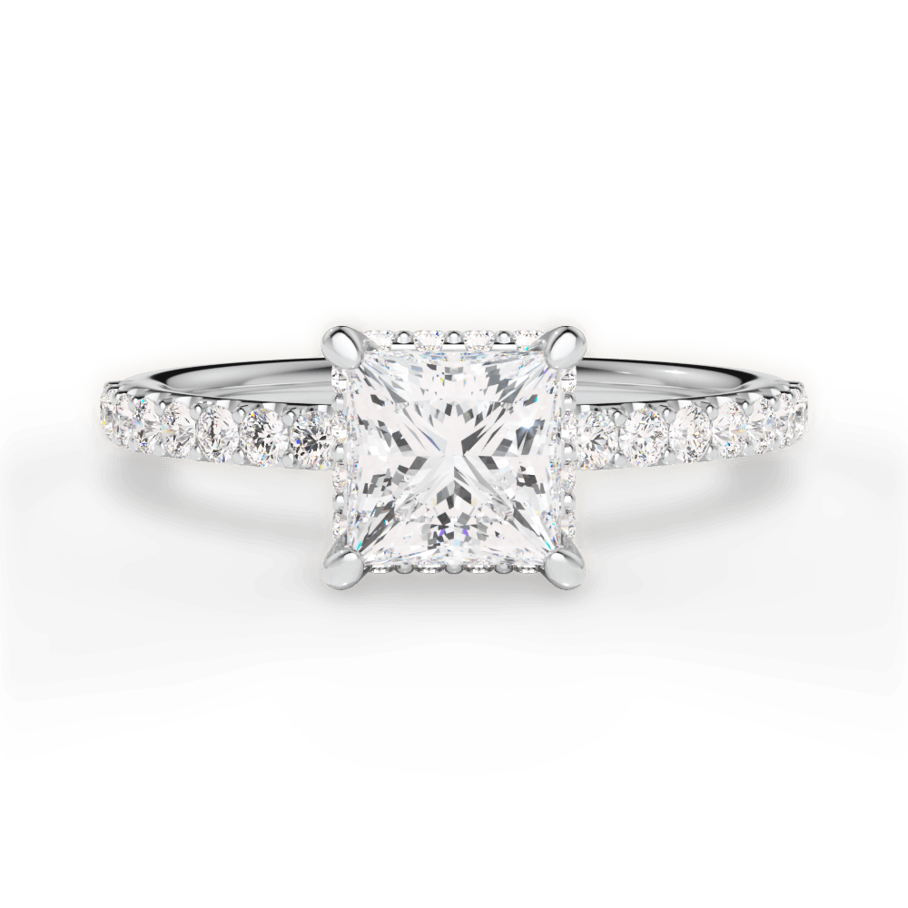 Isabella Princess Cut Lab Grown Diamond 18Kt White Gold Engagement Ring