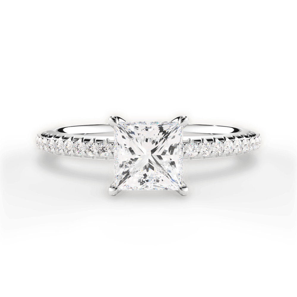 Giselle Princess Cut Lab Grown Diamond 18Kt White Gold Engagement Ring