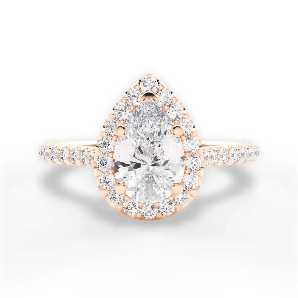Leah Pear Cut Lab Grown Diamond 18Kt Rose Gold Engagement Ring