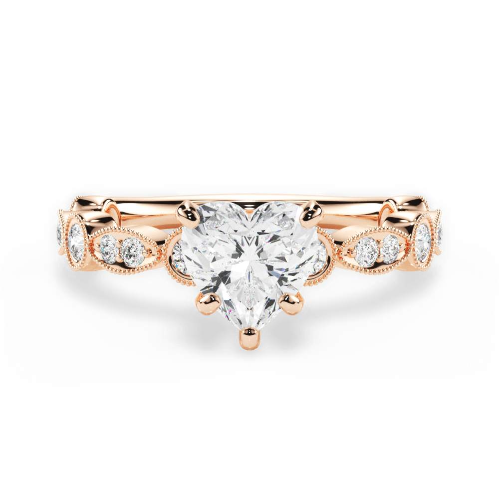 Edith Heart Cut Lab Grown Diamond 18Kt Rose Gold Engagement Ring