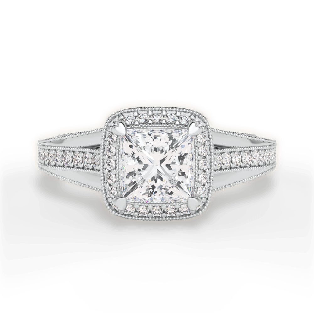 Lillian Princess Cut Lab Grown Diamond 18Kt White Gold Engagement Ring