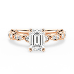 Edith Emerald Cut Lab Grown Diamond 18Kt Rose Gold Engagement Ring
