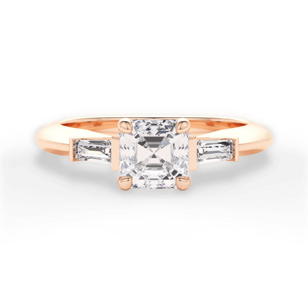 Emily Asscher Cut Lab Grown Diamond 18Kt Rose Gold Engagement Ring