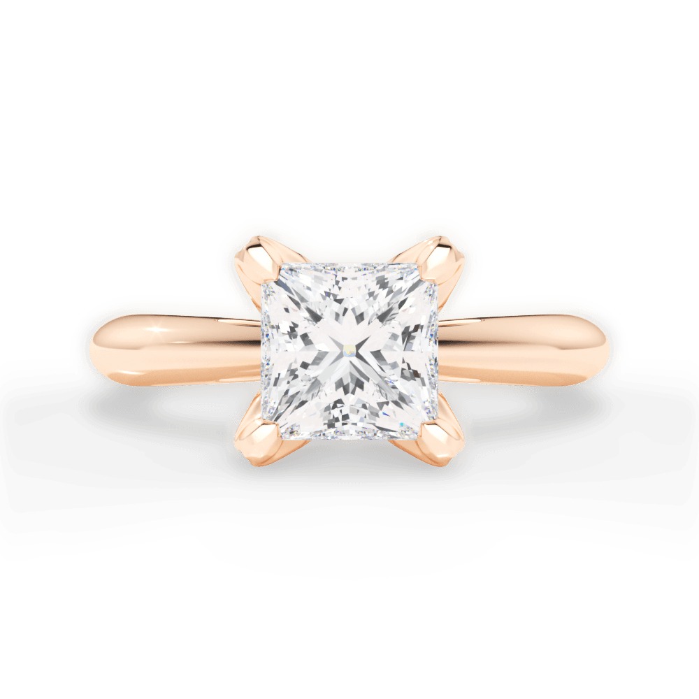 Elaine Princess Cut Lab Grown Diamond 18Kt Rose Gold Engagement Ring