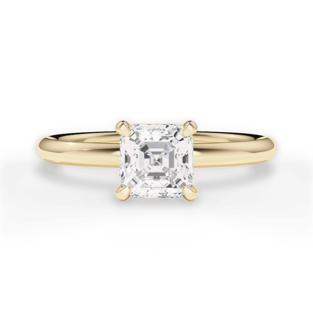 Brenda Asscher Cut Lab Grown Diamond 18Kt Yellow Gold Engagement Ring