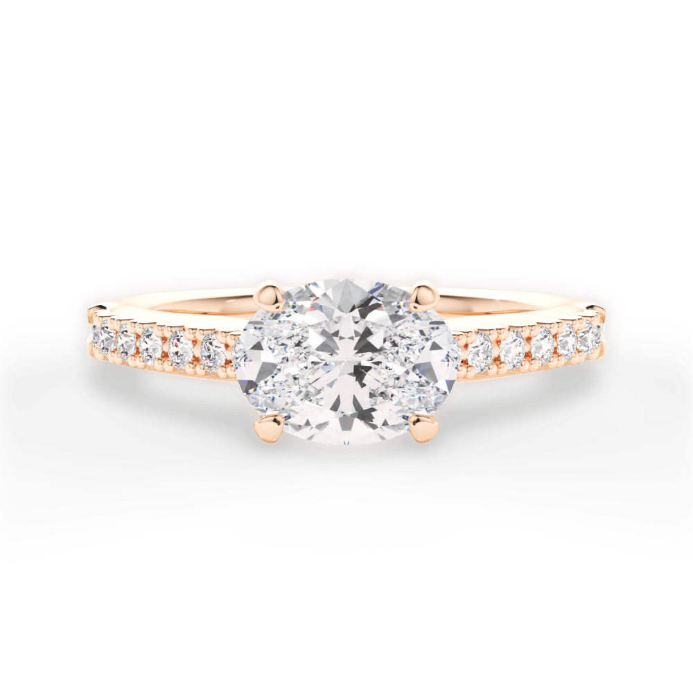 Diane Oval Cut Lab Grown Diamond 18Kt Rose Gold Engagement Ring