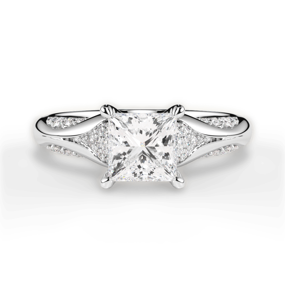 Isabel Princess Cut Lab Grown Diamond 14Kt White Gold Engagement Ring