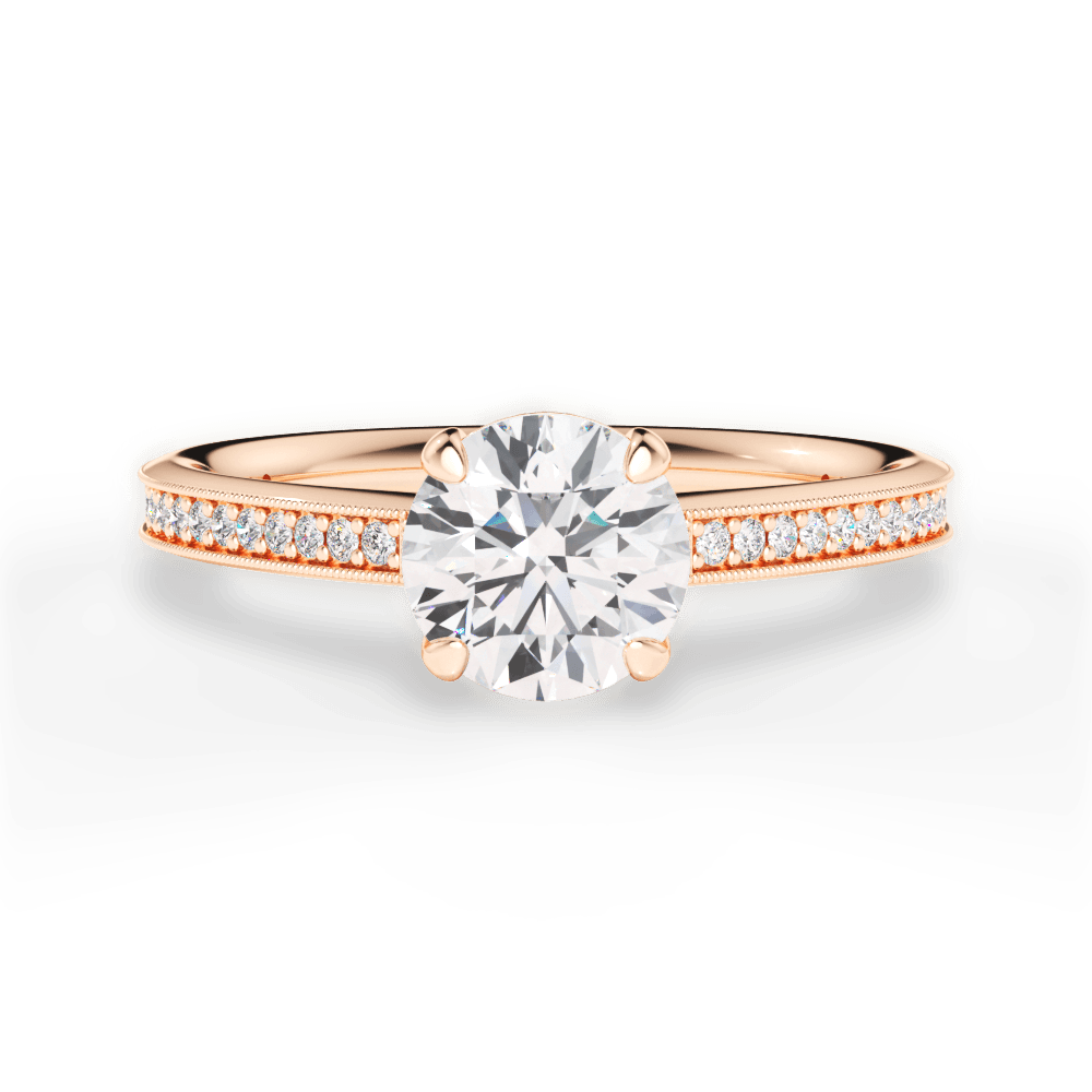 Janet Round Cut Lab Grown Diamond 18Kt Rose Gold Engagement Ring