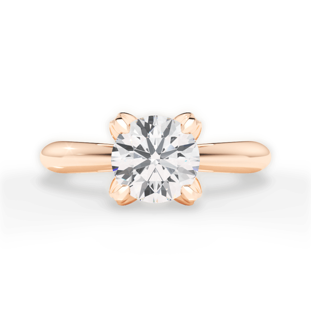 Elaine Round Cut Lab Grown Diamond 18Kt Rose Gold Engagement Ring